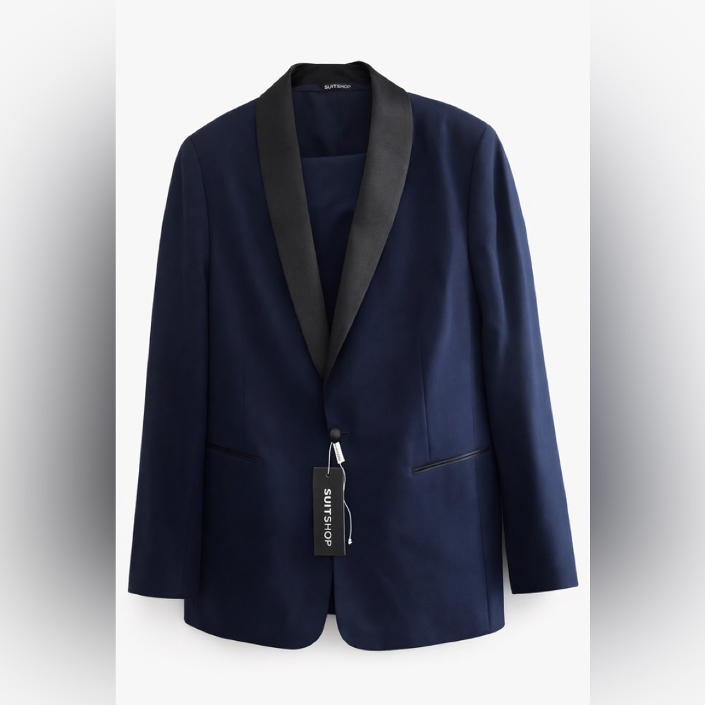 NWT The Suit Shop Women’s Navy w Black Trim suit size 18 jacket and pants